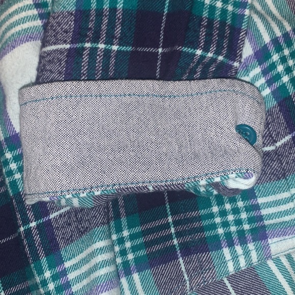 Columba Flannel Button Down Shirt Size Large Blue/Green - Picture 5 of 9